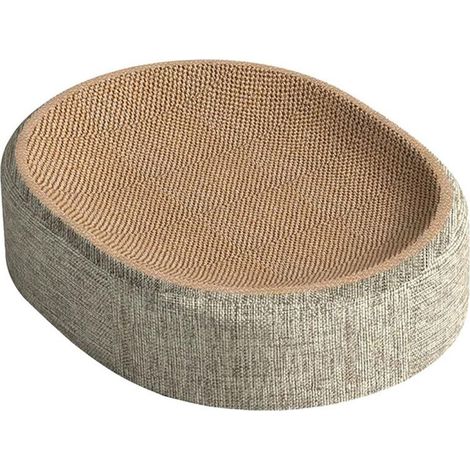 1 Tapis griffoir ovale en sisal, lit repos multifonctionnel, accessoire chat intérieur, fibres naturelles (1/5)