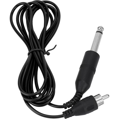 Câble d'alimentation pour machine à tatouage avec connecteurs RCA droits en silicone noir (1/5)