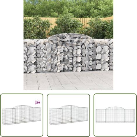 The Living Store Paniers à gabions arqués 30 pcs 300x50x100/120 cm fer galvanisé - Panier À Gabion - Gabion - Mur De Gabion - Clôture Végétale - Décoration Jardin (1/5)