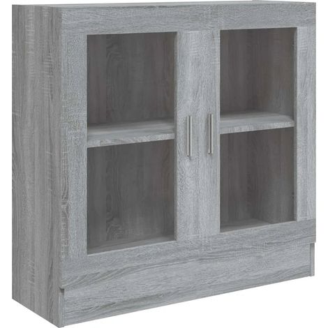 Vetrina classica ed elegante 82,5 x 30,5 x 80 cm con 2 scomparti finitura di design in legno composito grigio 020048214