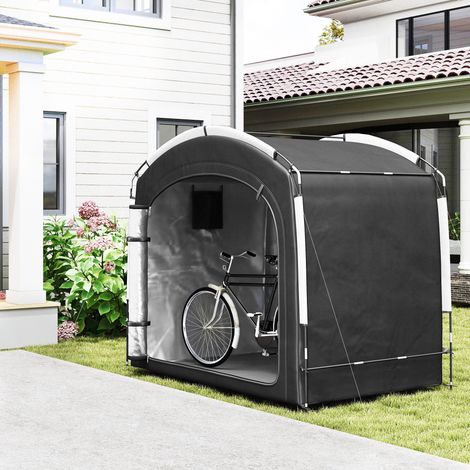 Tente de vélo abri de vélo portable pour 3-4 vélos avec 2 poches latérales 220 x 150 x 195 cm noir