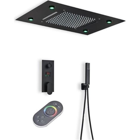 Ensemble de Douche mitigeur thermostatique intelli Ensemble de Douche à LED Robinets de Douche Noirs à Montage au Plafond (1/5)