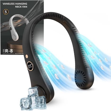 Ventilateur de cou rechargeable USB avec écran, fonction refroidissement, ventilateur portable mains libres (1/2)