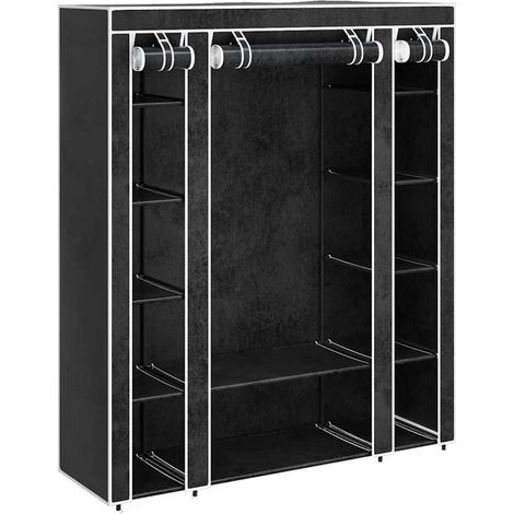 Armoire Meuble de rangement,Armoire avec compartiments et tiges 45 x 150 x 176 cm Noir -14229 (1/5)