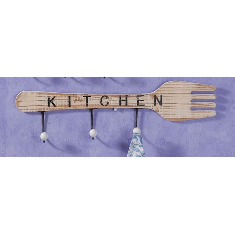 Appendiabiti da parete in legno kitchen 3 ganci 56 x 6.5 x 16 cm (1/2)