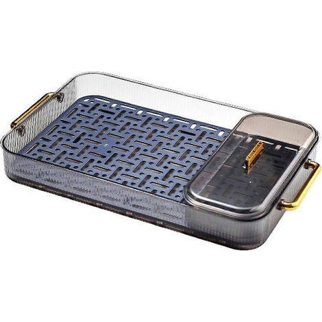 Plateau égouttoir double couche, plateau de table basse, plateau en plastique pour théière et fruits, panier d'égouttage, support pour bol en cuivre, vert, pour la maison et le salon-AquaForge (1/5)