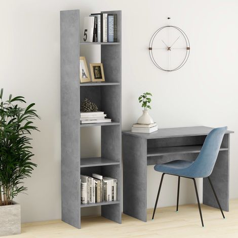 Furniture Limited - Libreria Grigio Cemento 40x35x180 cm in Legno (1/6)