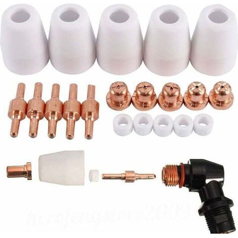 100 PCS Plasma Tip Buse électrode,Plasma Decoupe Electrode Tip Buse,Air Decoupe au Plasma Consommables,Decoupeur Plasma pour LG-40 PT-31 CUT40 CUT50,de (1/3)