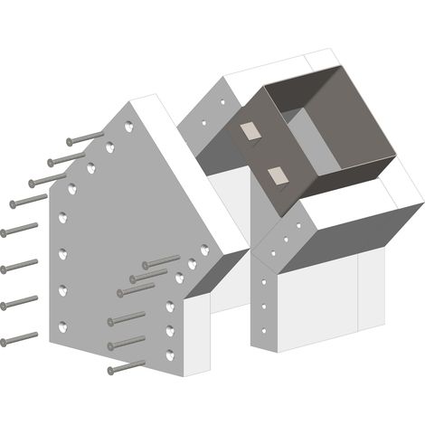 Atec angle d'entrée à 45 degrés L90 PolyCase, côté unique avec raccordement, DN 80, 200x200 mm