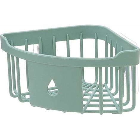 Kitchen Bathroom Plastic Triangle Storage Organizer Wall Mounted Corner Shower Shelf Basket Caddy with Suction Cup Green (1/5)