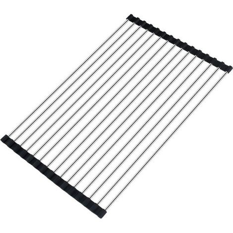 Égouttoir à vaisselle - - Acier inoxydable - Noir - Enroulable - 45 x 32 cm (1/5)