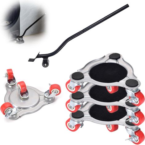 Kit 5 Pièces Roulettes pour Meubles Charge Lourde 1800 Livres avec Levier, Roues Pivotantes 360° en Acier et Caoutchouc pour Canapés Armoires Tables (1/5)