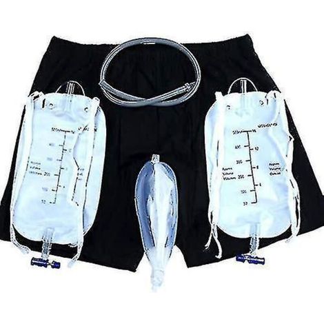 Culottes pour incontinence masculine avec poche de recueil d'urine portable et étanche, porte-cathéter urinaire pour personnes âgées - S-