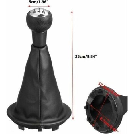 Pommeau de levier de vitesse pour Citroen Berlingo III et Peugeot Partner – Cuir PU noir – 5 vitesses – Installation facile