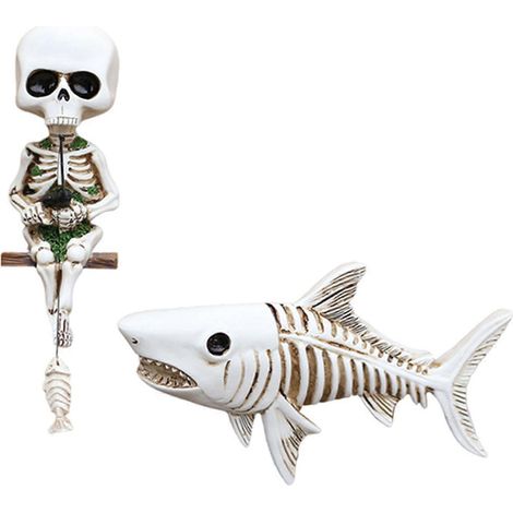 Décoration squelette pour aquarium, ornements de jardin en résine sur le thème de l'aquarium, pour Halloween (1/5)