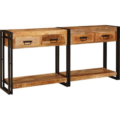 Konsolen-Tische 2 pcs Braun 161 x 33 x 75 cm Massivholz Mango