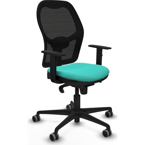 Jorquera sincro malla negra similpiel turquesa brazos 1D base nailon ruedas 65mm engomada (1/5)