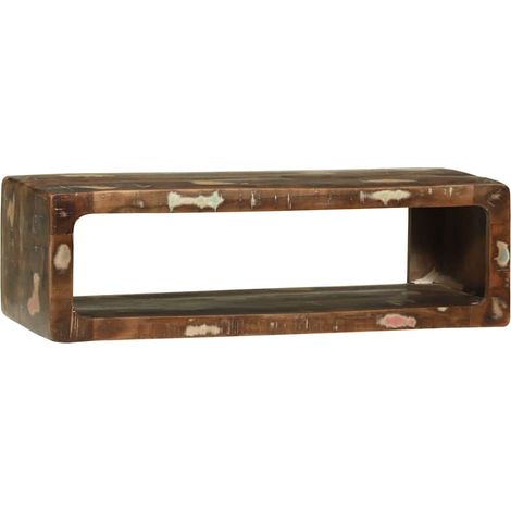 Mobile porta TV moderno e pratico con contenitore 80 x 30 x 25 cm realizzato in legno massello di recupero 020058073