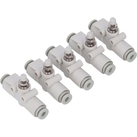 Lot de 5 vannes d'étranglement à passage direct en PVC, raccords pneumatiques pour tuyaux de 4 mm de diamètre (1/5)