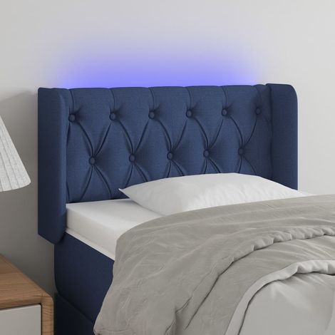 vidaXL Tête de lit à LED Bleu 83x16x78/88 cm Tissu (1/5)
