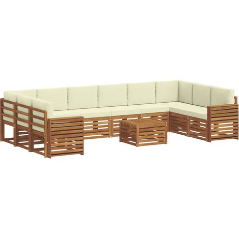 Conjunto de sofás de exterior con cojín 11 pcs Natural y Crema vidaXL (1/5)
