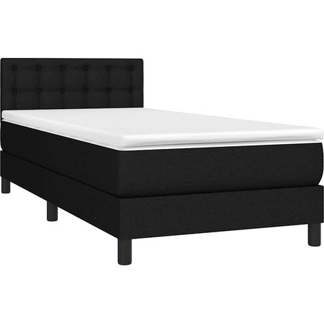 Box Spring Bed with Mattress&LED Black 100x200cm Fabric vidaXL (1/4)