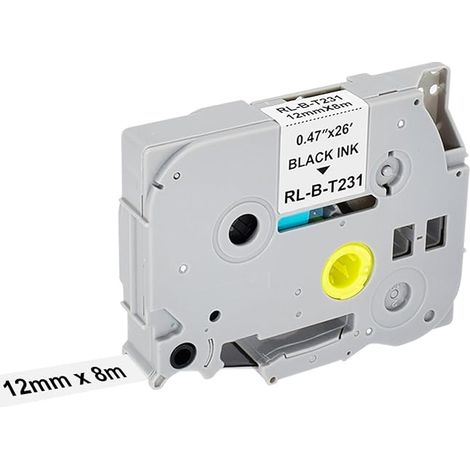 Cinta Brother TZe-231 P Touch para Brother P-Touch de 12 mm, cinta laminada blanca TZ TZE para P-Touch PT-H100R PT-H105 PT-H100LB PT-H110 H107B PT-D400 PT-1000 (1/5)