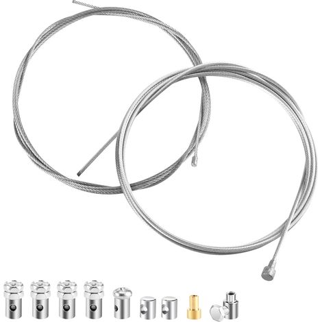Câble de Gaz Accélérateur 2 Mètres Argent Câble d'Accélérateur  Câble d'Embrayage Universel avec Serre Câble pour Moto Tondeuse Quad(2 Câble,Ø1.95mm + Ø1.38mm) (1/5)
