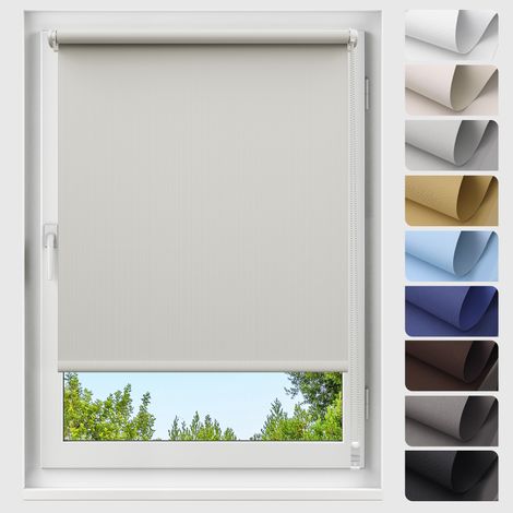 Allesin Store Enrouleur Occultant sans Perçage, 70cm x 100cm Gris Clair, 100% Opaque Protection Thermique Solaire, Store à rouleau pour intérieur pour fenêtres et portes (1/5)
