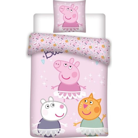 Parure de lit réversible Peppa Pig - Peppa, Suzy et Candy - Rose - 140 cm x 200 cm (1/2)