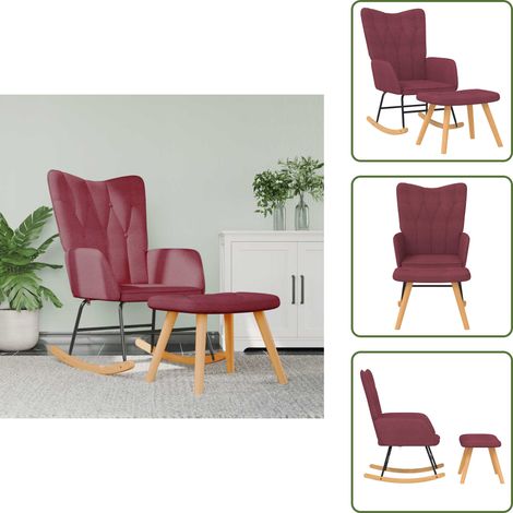 Chaise à bascule avec tabouret Rouge bordeaux Tissu - Chaise À Bascule Avec Tabouret - Chaises À Bascule Avec Tabourets - Chaise Relaxante - Chaises Relaxantes (1/5)