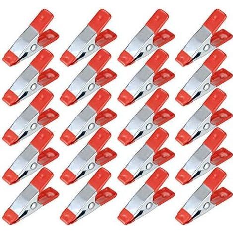 20 Pièces Pinces à Ressort Métal, Modélisme Pince à épiler, Metal Spring Clamps, Pinces à Linge Grip Holder pour Bâche, Camping, Tarpaulin, Travail Bois, Outil de Modélisation - 2 Pouces (1/5)