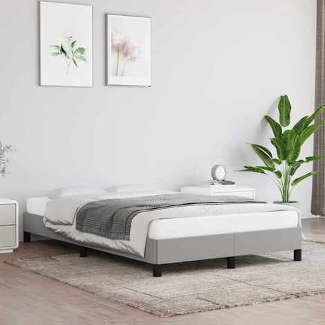 Cadre de lit 120 x 190 cm gris clair en tissu avec sommier à lattes, sans matelas - PANGIVO (1/5)