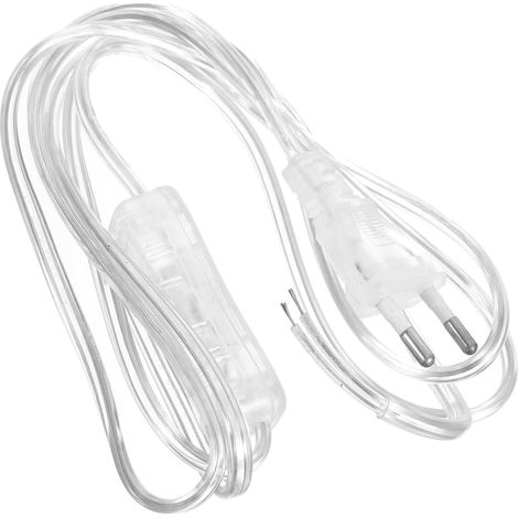 Cable de suspensión de PVC transparente de 1,8 m con enchufe europeo e interruptor para uso en interiores y exteriores. (1/5)
