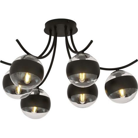 Plafoniera Moderna Coeo Acciaio Nero 6 Luci E14 Ip20 (1/5)