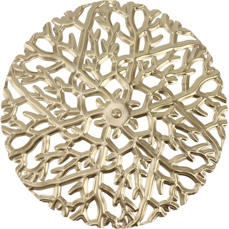 Décoration Murale Métal Or - Arbre Branche Design Ajouré en Forme Ronde, Élégant pour Salon (1/5)
