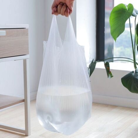 50 pièces Sacs Poubelle Solides Transparents Grande Capacité Résistants à la Déchirure (Style Vest) (1/2)