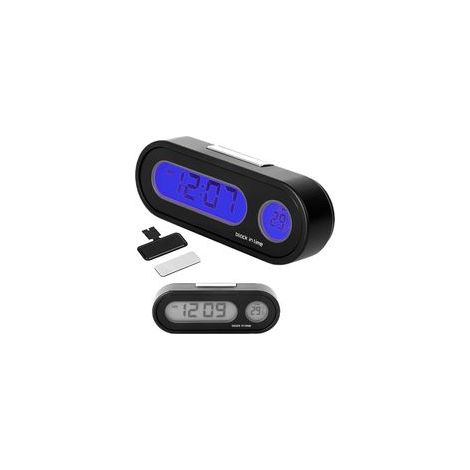 2 En 1 Horloge de Voiture Lumineuse avec Thermomètre,Horloge de Tableau de Bord de Voiture,Horloge Digitale pour Voiture,Horloge Voiture avec Adhésives,Horloge Numérique Voiture LCD