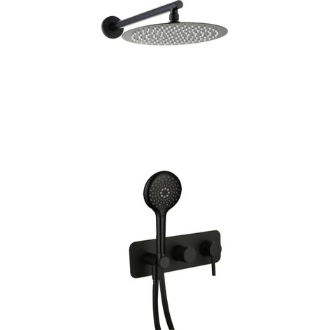 Columna de ducha mecánica empotrada PAINI Cox, acabado epoxi negro mate + ducha de mano de 3 chorros + cuerpo empotrado