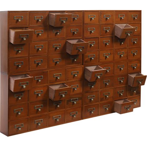 Boîte de rangement en bois - 8 tiroirs à 8 niveaux - Vintage - Avec 64 tiroirs - Organisation de chambre à coucher - Bois massif - Pour épices, médicaments (marron) (1/5)