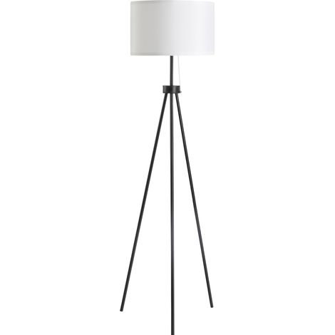 Lámpara de pie moderna E27 de acero y poliéster negro y blanco 37 x 37 x 152 cm (1/5)