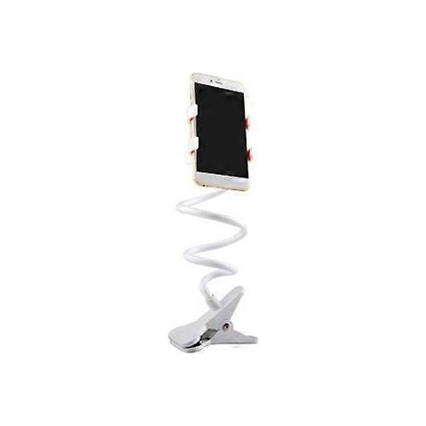 Support de téléphone portable flexible et réglable avec pince pour téléphone portable, support de fixation pour la maison, le lit ou le bureau (blanc) (1/4)
