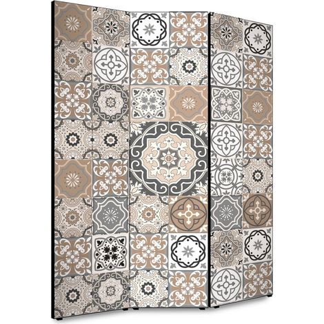 Lupia - Separe' per interni, Divisorio 135,6 x H 176 x P 3,1 cm AZULEJOS MIX paravento 3 Ante in legno con Tele stampate fronte retro Soggetto unico (1/4)