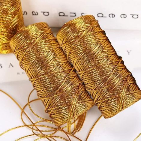 100M Gold Metallic de la Ficelle, 1.5 MM Cordon de la Ficelle de BRICOLAGE Bastelschnur,Verpackungsschnur de Papier cadeau,de la (1/5)