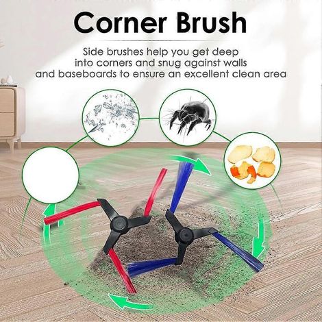 Lot de 6 brosses latérales principales de rechange pour aspirateur robot Spot+Scrub AI : brosse rotative et brosse latérale. (1/5)