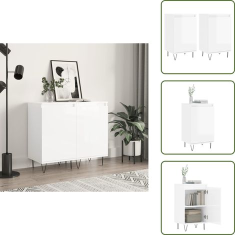 Sideboards 2 Stk. Hochglanz-Weiß 40x35x70 cm Holzwerkstoff - Sideboard - Wohnzimmermöbel - Holz Sideboard - Weißer Sideboard - Regal (1/5)