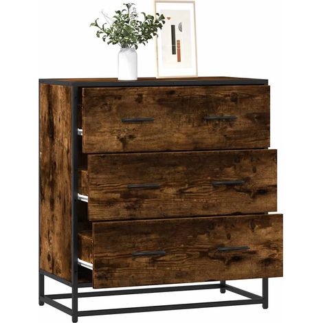 Sideboard Räuchereiche 68x35x76 cm Holzwerkstoff und Metall
