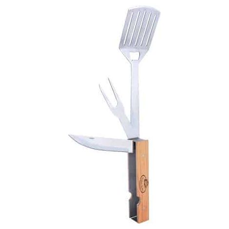 Ustensile barbecue 4 en 1 pliable - L 5 x l 8,4 x H 49,5 cm - Acier inoxydable - Livraison gratuite (1/8)