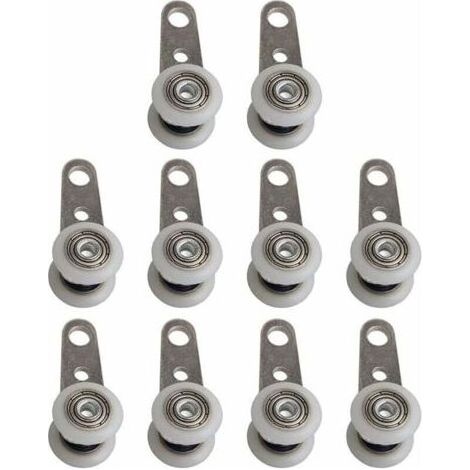 Lot De 10 Roulettes Pour Baies Vitrées Ou Portes Coulissantes - En Métal Et En Plastique - 4 X 1,9 Cm (1/4)