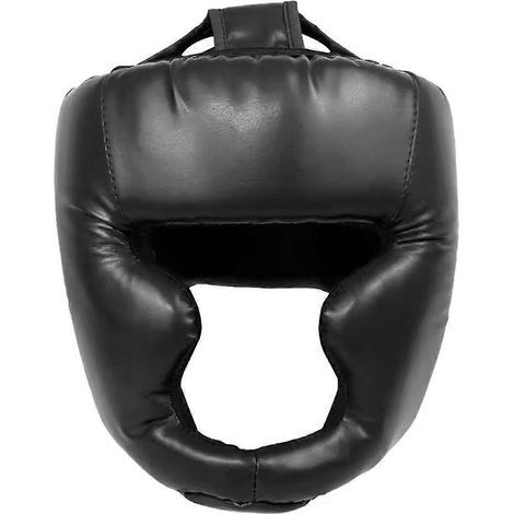 Casque de boxe intégral ajustable pour enfants, idéal pour l'entraînement au karaté et au muay-thaï (noir). (1/5)